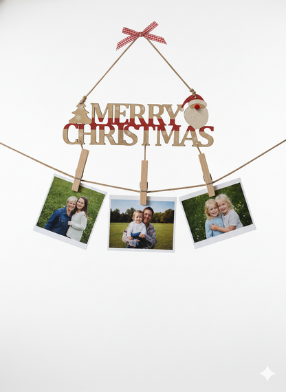 Ukras "Merry Christmas" Sa Tri Fotografije