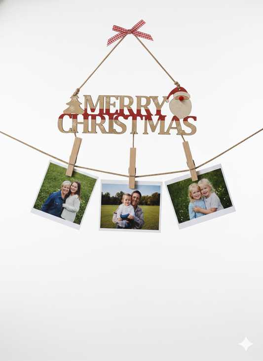 Ukras "Merry Christmas" Sa Tri Fotografije